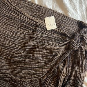 Free People NWT Brown Linen Mini Skirt
